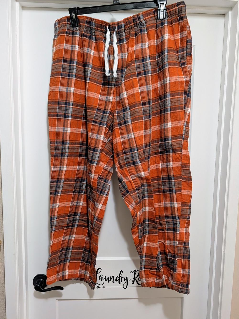 Mens Northwest Territory Orange Plaid Flannel Pants with Drawstring